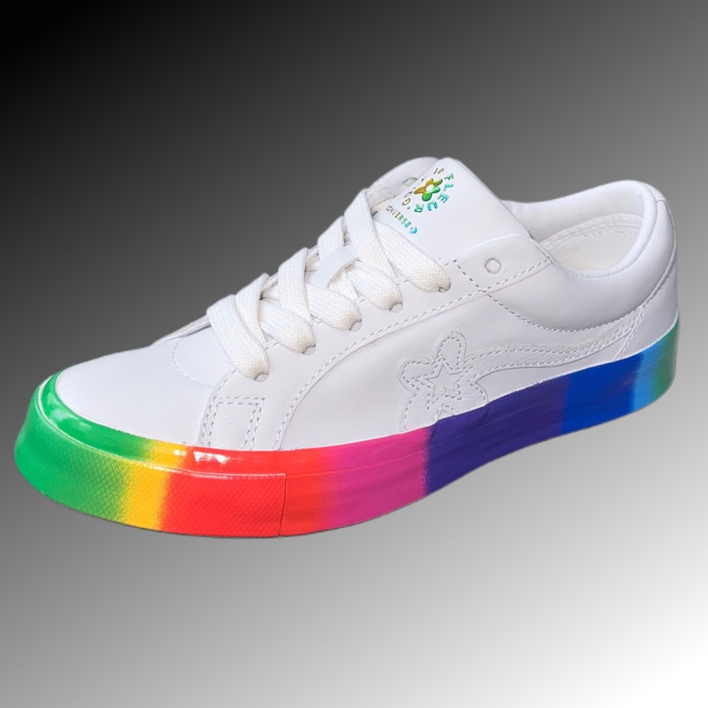Golf Le Fleur Women's White Sneakers with Rainbow Gradient Sole